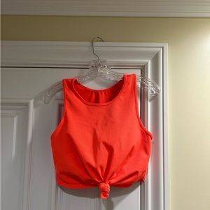Neon coral sports bra/crop top